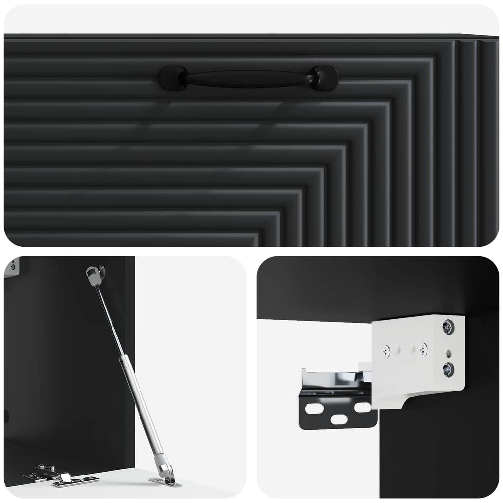 Wall Mounted TV Cabinet Black 78.5 X 31 X 30 Cm