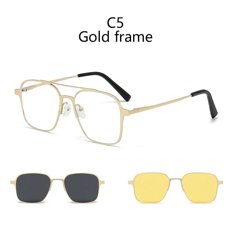 3 In 1 Pure Titanium Women Double Beam Glasses Frame With Polarized Clip On Sunglasses And Night Vision Men Half Rim Eyewear