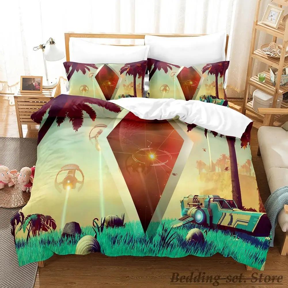 

Modern Warm No Man s Sky Size Bed Adult Kid Bedroom Duvetcover Sets Anime parure de lit Single Twin Full Queen King Quilt Comforter (quilt)-EU Single(135*200cm)3pcs