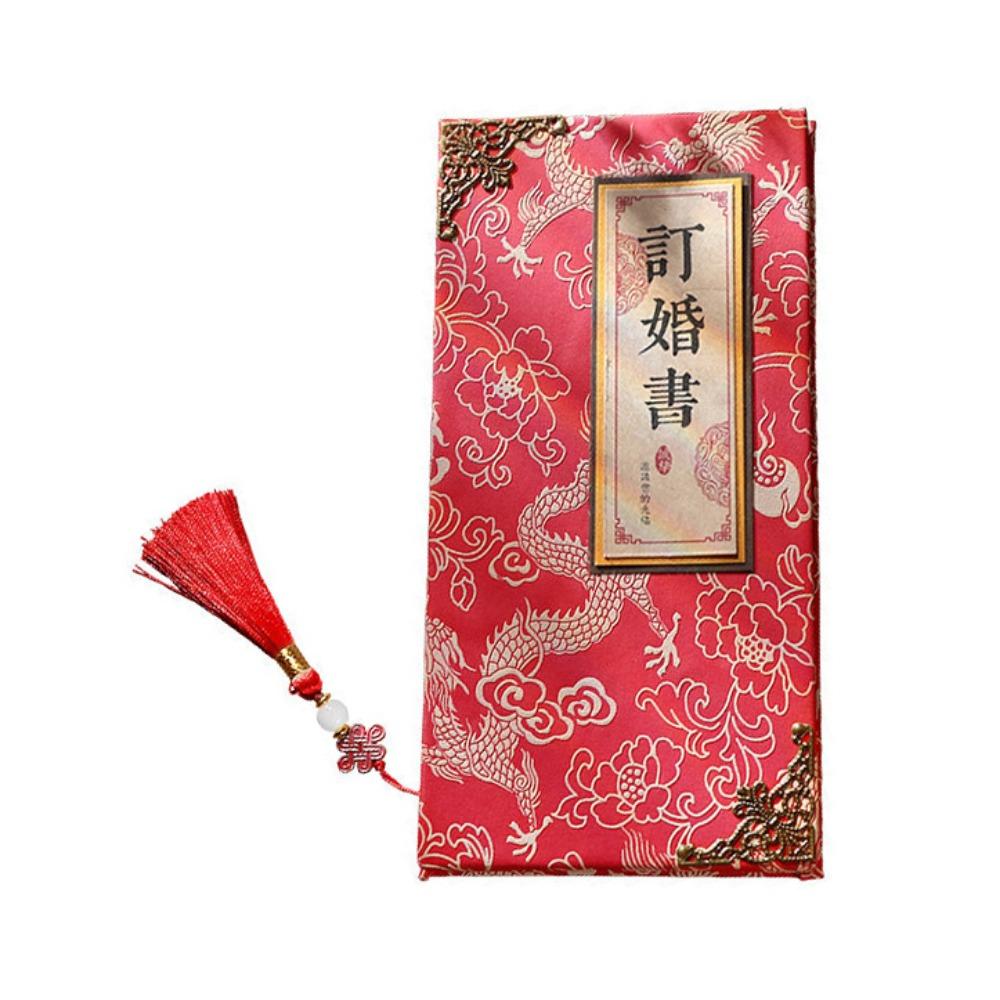 Chinese Style Wedding Book Foldable Traditional Marriage Letter Handwritten Retro Engagement Book Chinese Wedding