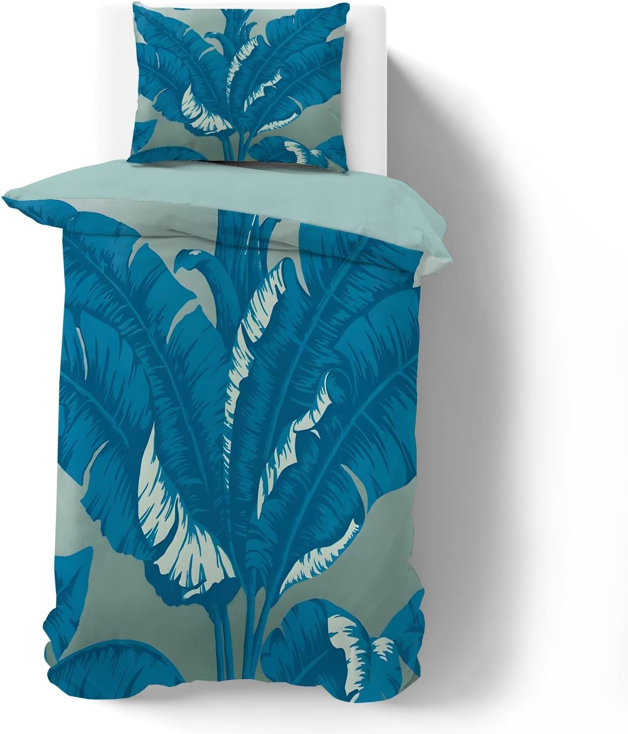 

3D Printed Green Leaves Duvet Cover Set Flower Childrens Girls 2 Pieces Soft And Breathable with 1 Pillowcases75*50 with Zipper 90X200cm-2pcs