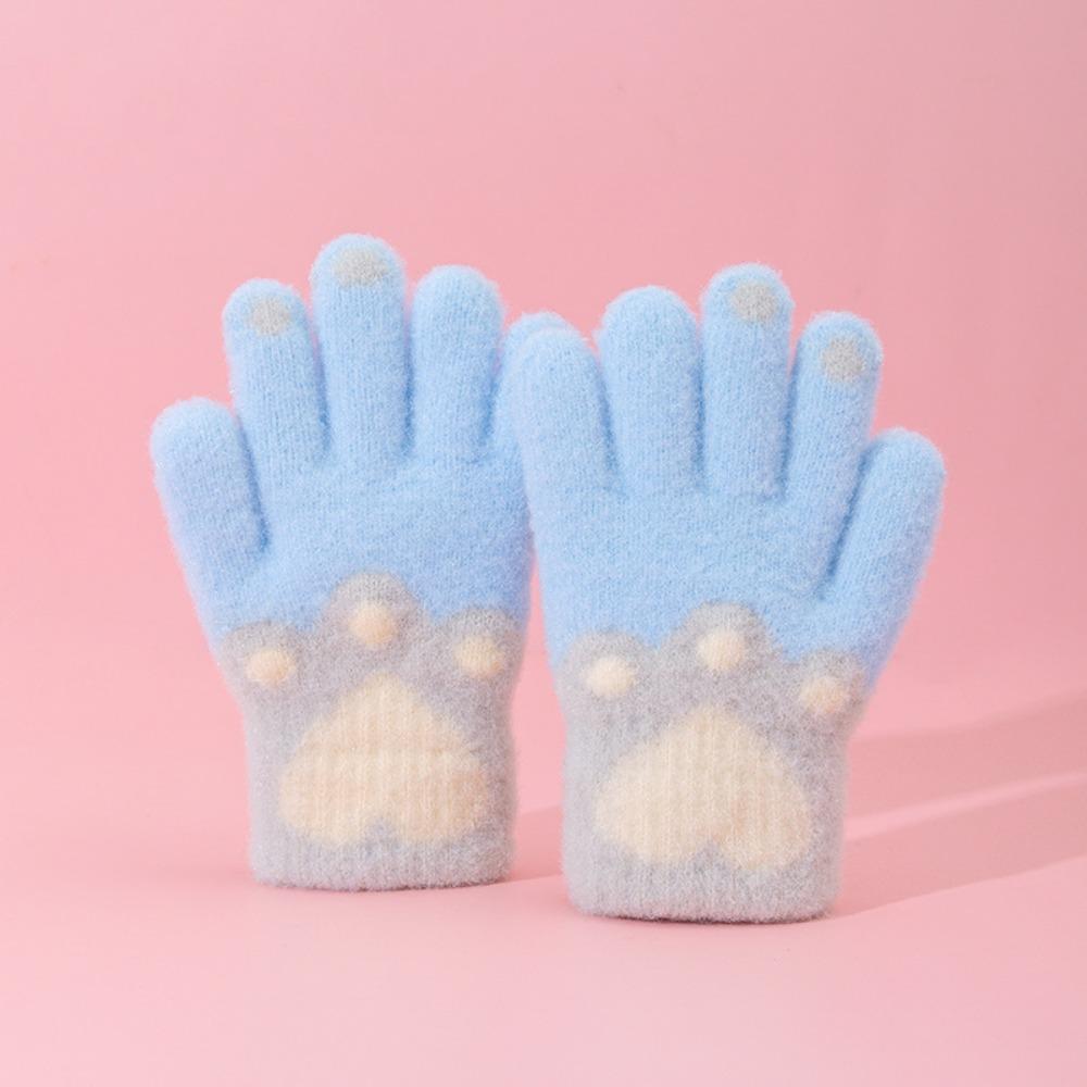 

Cat Paw Winter Kids Gloves Thicken Plush Slush Gloves Cute Children Gloves Kids синій