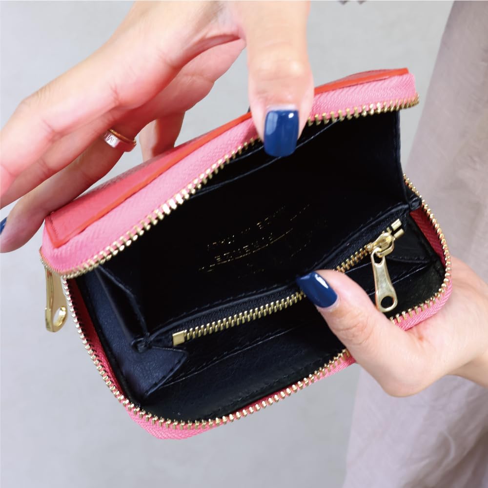 Swing Plus Long Compact Round Genuine Made in Unisex [SWINGPLUS] Wallet, Wallet, Wallet, Zipper, Leather, Italy, Colorful, Unisex, (M (Compact Type),