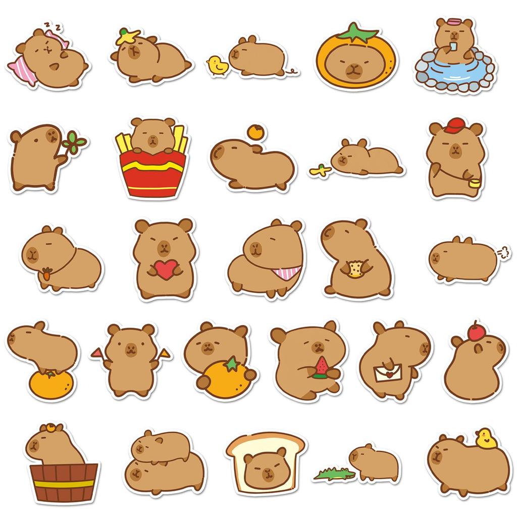 51 Cute Hand-Drawn Capybara Stickers for DIY Journals