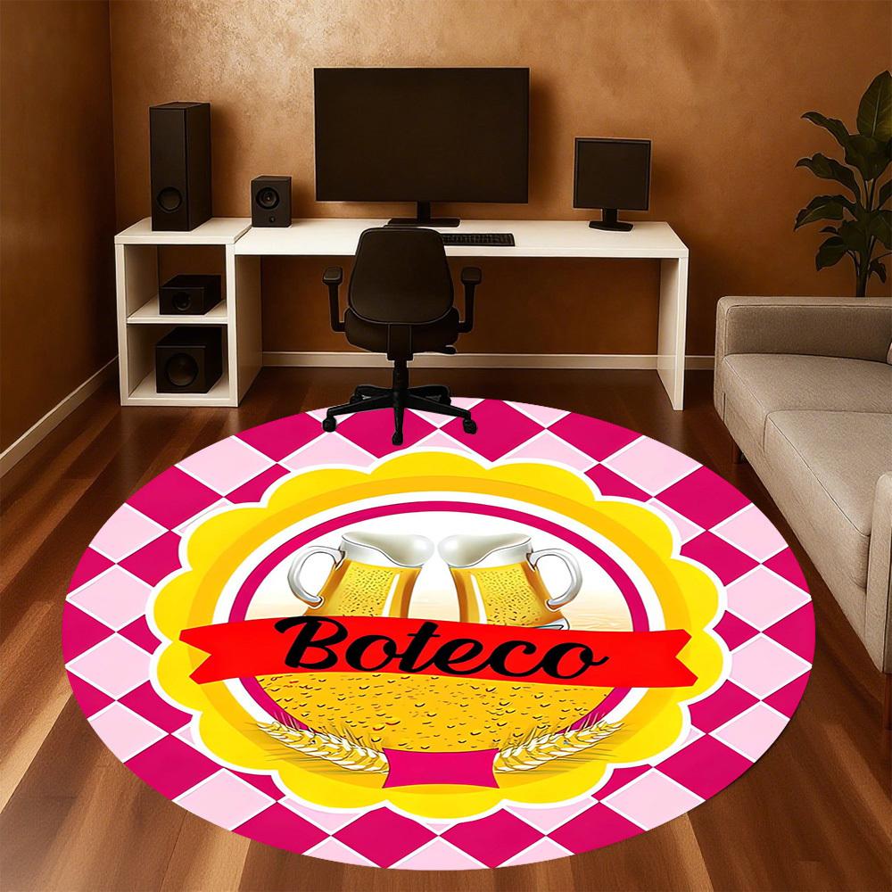 1pc Boteco, Beer Round Chair mat Area Rug - Non-Slip, Floor Mat for Office, Bedroom, home decor Christmas Gift p0811223