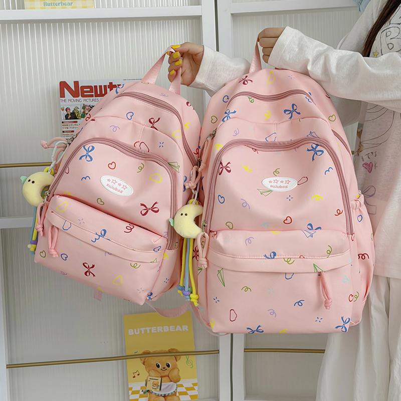 Colorful Doodle Print School Backpack with Multiple Front Pockets Adjustable Straps Casual Daypack for Teens