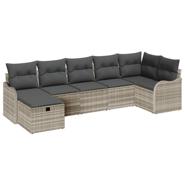 VidaXL Ensemble de Canapés de Jardin de 7 Pièces avec Coussins Gris Clair en Rotin Synthétique 3359001