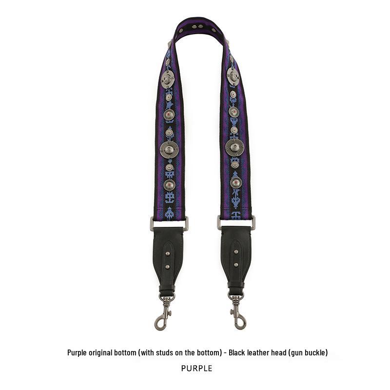 Ma Huang Shi Women's Genuine Leather Vintage Saddle Bag Strap with Rivets