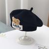 Λουλούδι Baby Beret Καπέλο Χειμερινό Ζεστό πλεκτό καπέλο Beanie για βρέφη κοριτσάκια Κορεάτικη Πριγκίπισσα νηπίων Καλλιτέχνης Μονόχρωμα καπέλα ζωγραφικής