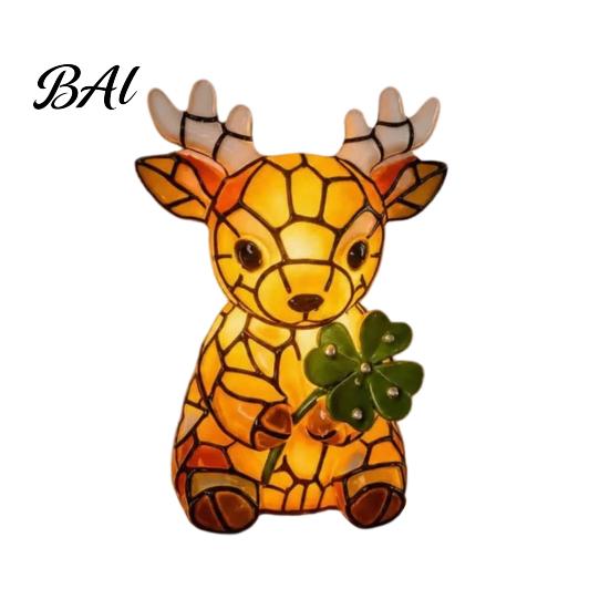 Unique Animal Shaped Desk Light Vintage Stained Glass Style Lamp, Cute Night Light, Decorative Cozy Warm for Reading Lamp Bedroom Bedside Kids