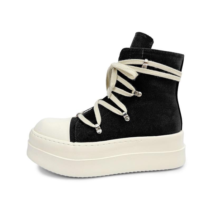 Couple Shoes Fashion High-top Leather Casual Shoes Height-increasing Platform Sports Shoe Canvas Vulcanize Shoes Couple Sneakers