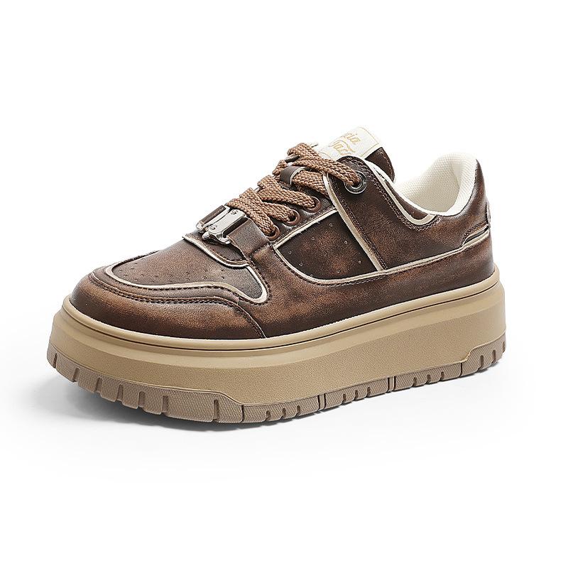 Old platform white shoes board shoes women's 2025 autumn new shoes big head casual shoes versatile breathable dirty shoes