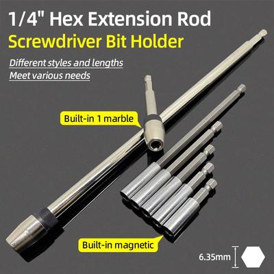 6 Size Extension 1/4 Hex Screw Socket Screwdriver Bit Holder Magnetic Impact Driver Drill Bit Adapter Quick Release Power Tools