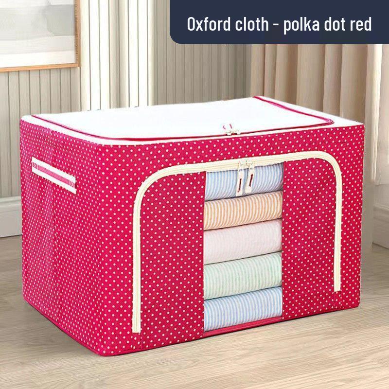 Large Storage Box, Thickened Oxford Cloth, Foldable Steel Frame, Double Opening, Waterproof Fabric, Quilt Organizer