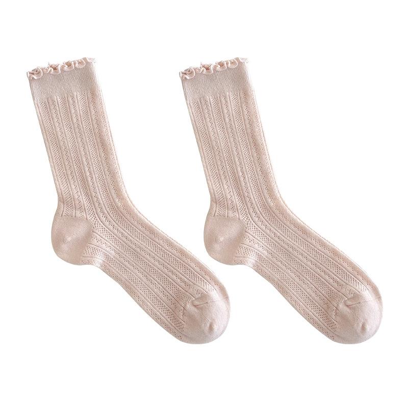 Women's Summer Solid Color Lace Ballet Style Boneless Tube Pile Socks