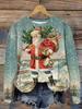 Autumn and winter high street printing retro printing sweater men's and women's same loose hooded pullover sweater