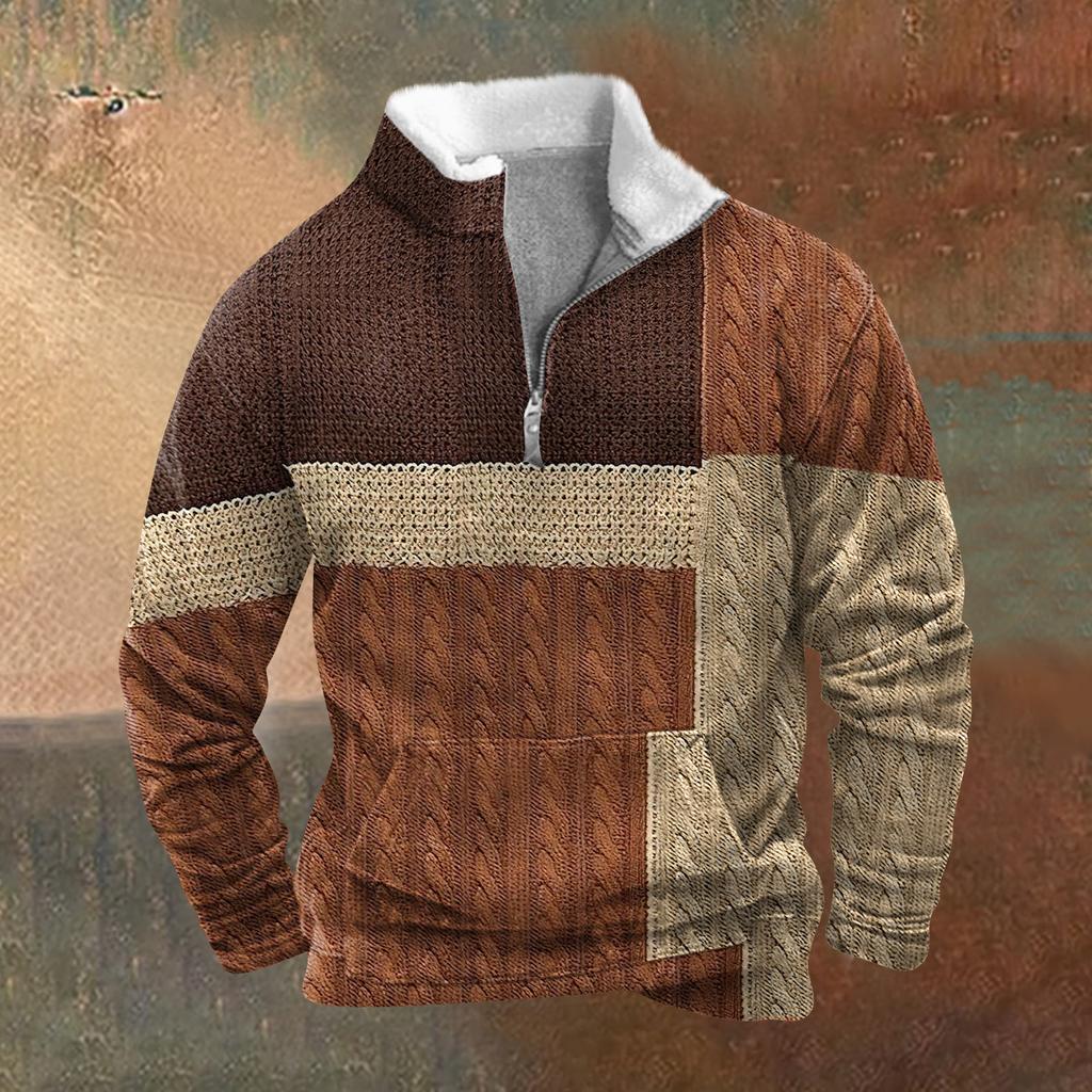 Jarní a podzimní pánská mikina se stojatým límcem je venkovní ležérní svetry topy