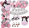 Pink Cow Birthday Balloon Arch, Cow Pattern Digital Balloon Birthday Flag Banner, Cow Theme Balloon