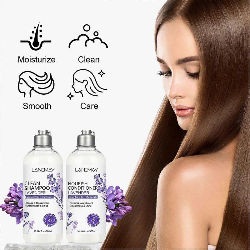 Lavender Hair Shampoo and Conditioner Set, Smoothing And Volumizing Shampoo Lavender Nourishing Shampoo Herbal Shampoo For Scalp Vitality And Gentle C