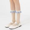 Female Spring Summer New Product Thin Model Check Bow Lace Boneless Cotton Socks