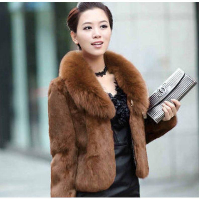 

Parent-childwear2022 Autumn and Winter New Women s Clothing Western Style All-Matching Imitation Fur Short Coat Fashion Dark Brown [thickened]] L