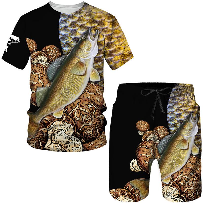 Neueste Tier Angeln 3D Gedruckt T-shirt/Anzug Harajuku Männer Frauen Camo Jagd Camping Kleidung Hip Hop Streetwear T-shirts und Shorts Set