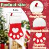 Holiday Christmas Stockings with Dogs Paw Design Winter Fuzzy Red Velvet Gift Bag for Home Hanging Ornaments