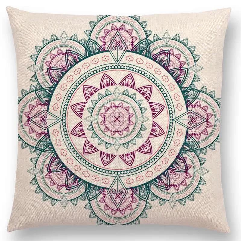 New Dreamy Sun Moon Stars Colorful Lotus Eternity Mandala Gorgeous Floral Pattern Design Prints Cushion Cover Pillow Case