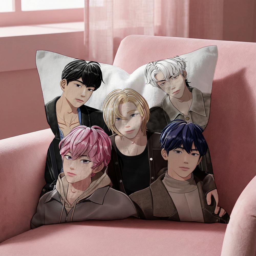 Kpop P-PLAVE Cushion Cover Multi-Scene Pillow Cover for Home & Car - Reversible, Soft & Durable for Daily Use