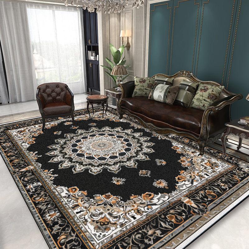 European Style Luxury Carpet for Living Room Decoration Black Printing Sofa Area Rugs 200x300 Home Non-slip Bedroom Floor Mats