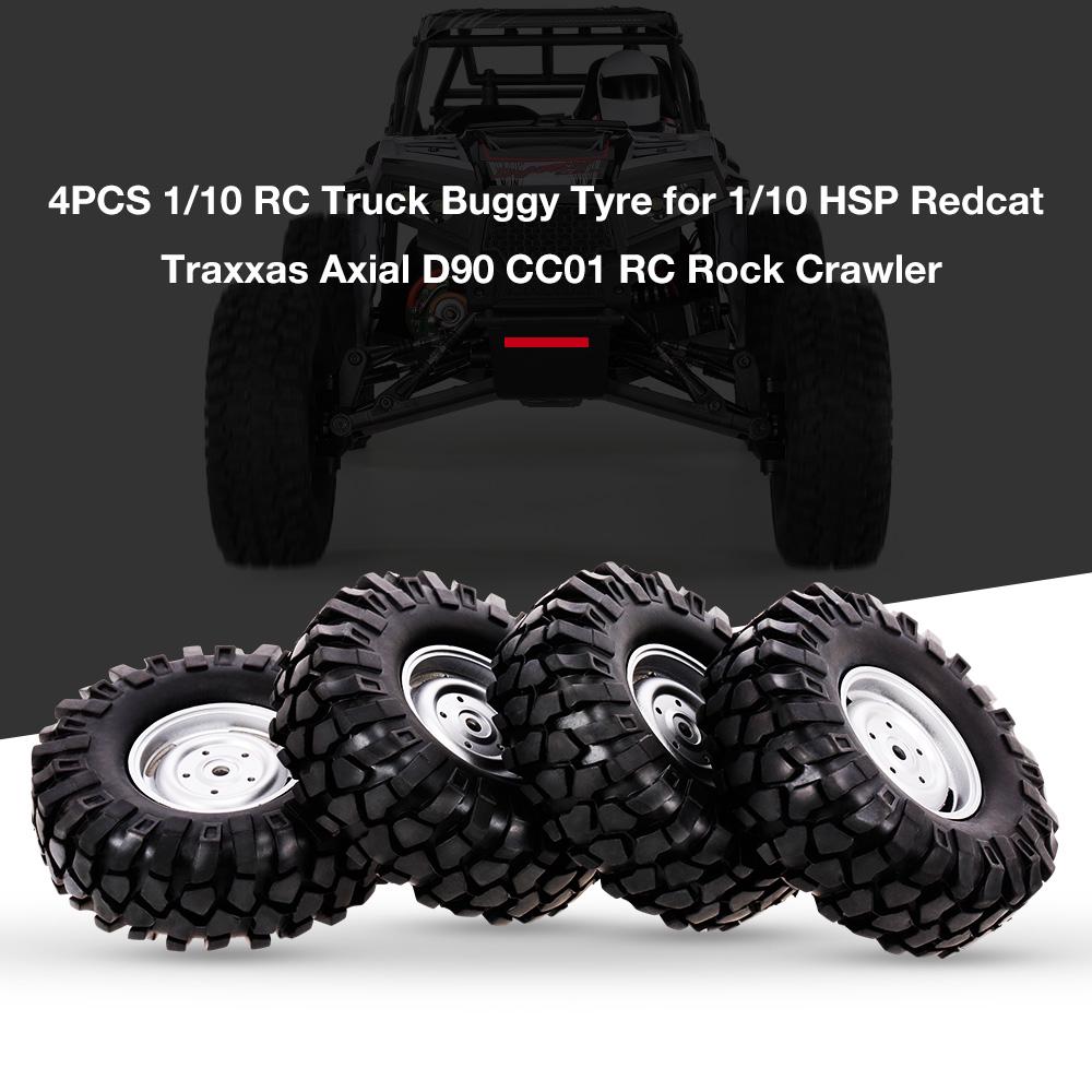 Domary 4er Set RC Reifen 110mm | 12mm Sechskant Gummi-Reifen Für 1/10 Truck