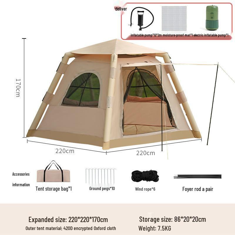 Portable Rainproof 3-5 Person Inflatable Tent - Fully Automatic Outdoor Camping Gear