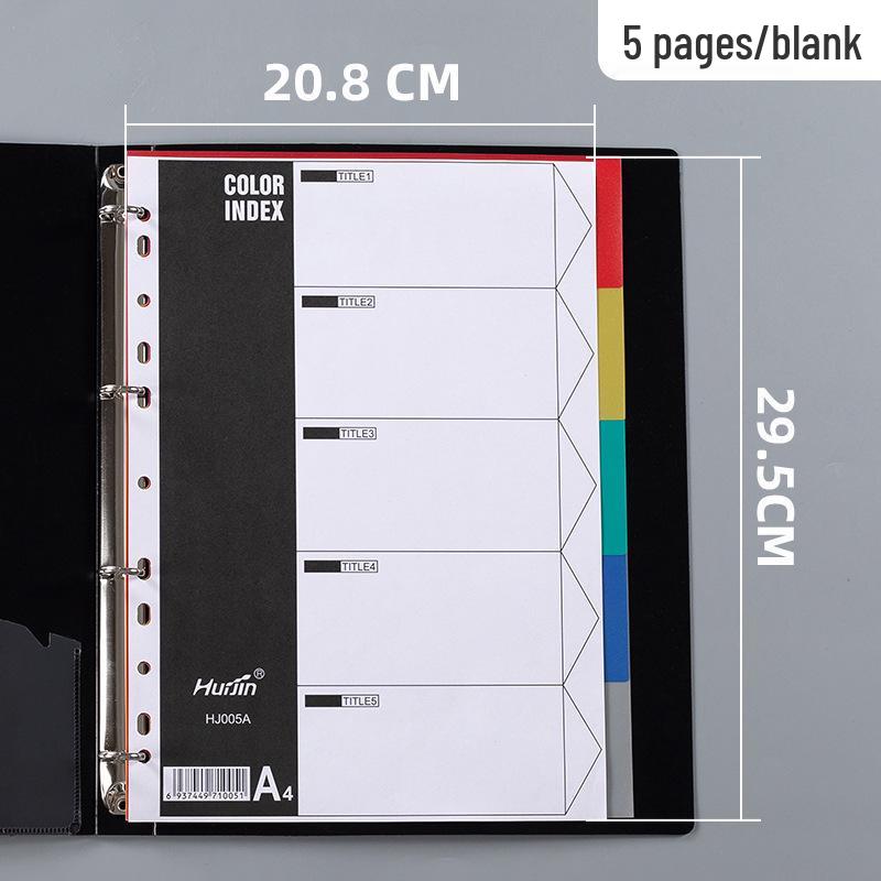 Colored A4 Loose-leaf Index Dividers with 11 Holes - Numbered and Lettered Tabs