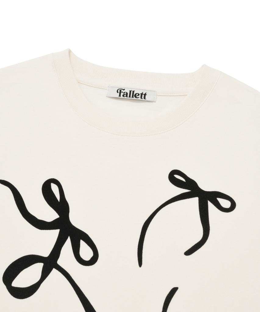 FALLETT Flowing Ribbon Crop Short Sleeve Tee Ivory