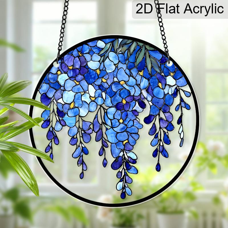 

Acrylic Wisteria Flower Suncatcher Stained Glass Effect Window Hanging Ornament Floral Gift for Home 20cm/7.87Inches