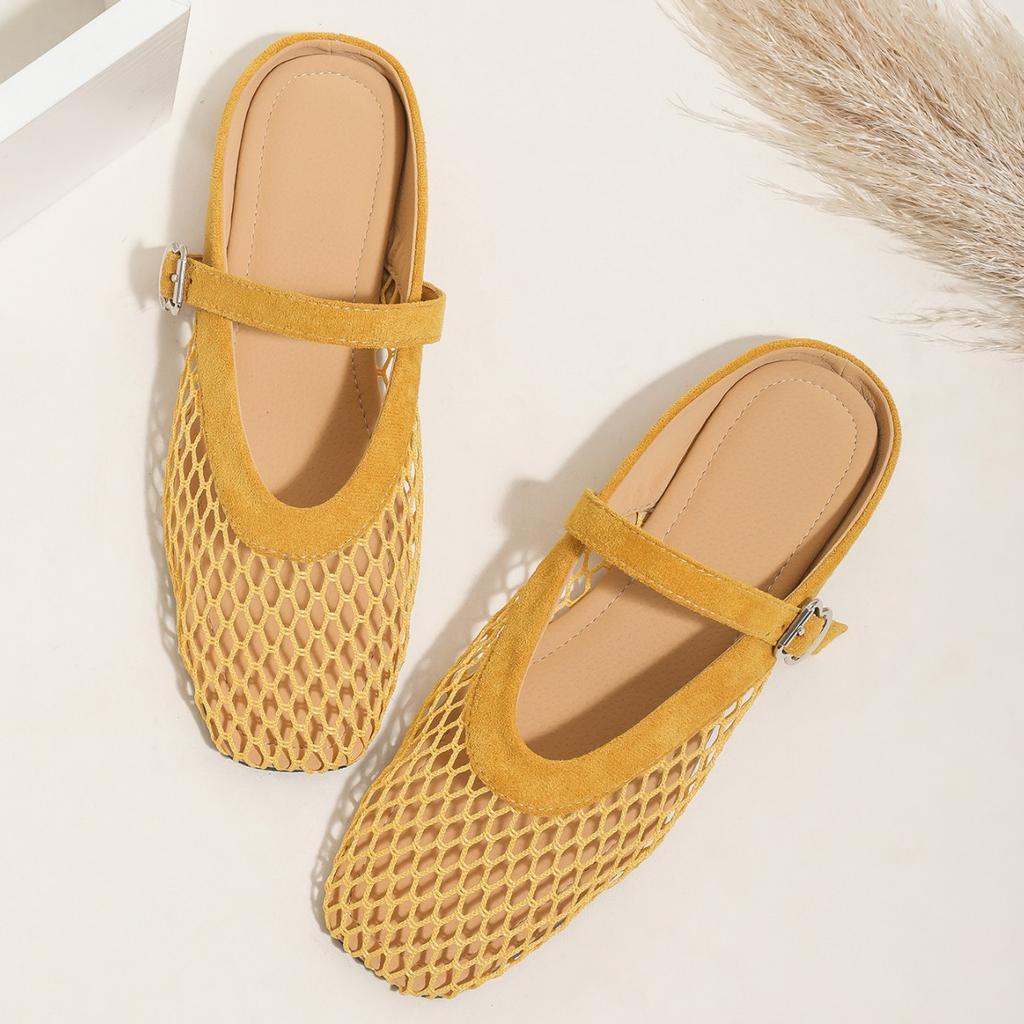 Flat-bottomed French mesh breathable Mary Jane single shoes women's shoes 2025 new spring and summer retro mesh hollow