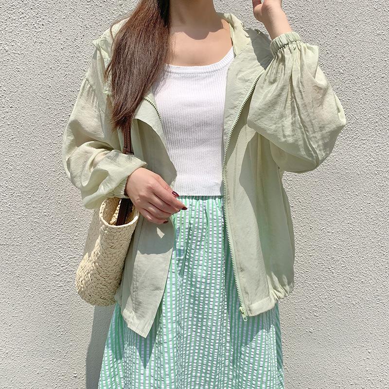 Sunscreen Clothing for Women In Summer Ice Silk Light Tulle Quick-drying Solid Color Hooded UV Sunscreen Clothing