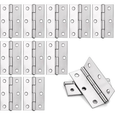 10-Pack Stainless Steel Foldable Hinges – 44x32x1mm, Silver, 6-Hole Mounting For Doors, Windows, Cabinets, DIY Furniture – Screws Not Included