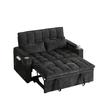 A 142 cm wide 3-in-1 sofa bed with reclining function, seat and back cushions soft as clouds, two lumbar cushions, a shelf and a cup holder