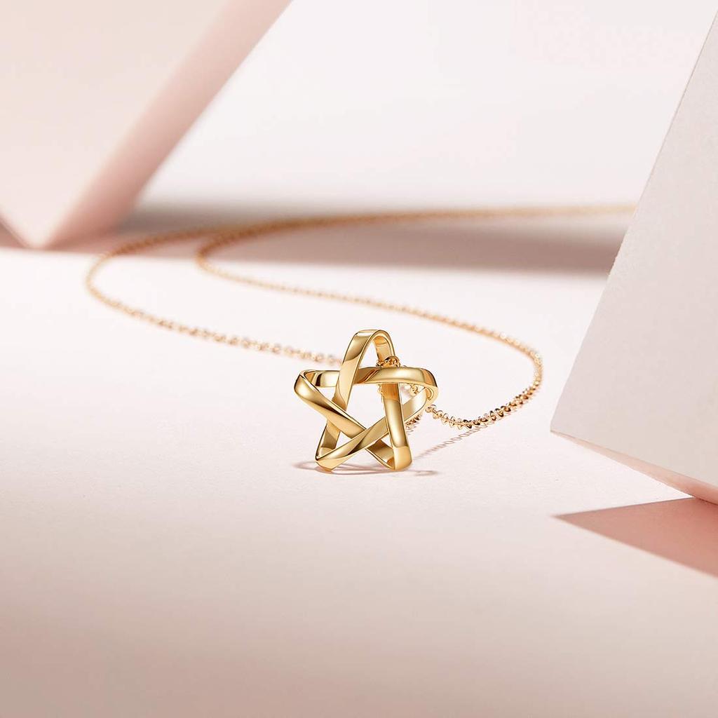 FANCIME 18K Yellow Gold Star Pendant Necklace for 18K Perfect Gift for Gift Wrapping Included Women, Gold, Mother's Day, Christmas, Birthdays,