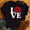 New Unisex Pink Lips Leopard Graphic T Shirt Casual Fahion Oneck Sexy Black Tees Kiss Lip Funny Girls Tshirtdrop Shipping
