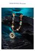 Ethnic Style Vintage Gold Necklace with Beaded Sun Pendant and Tiger Eye Stone