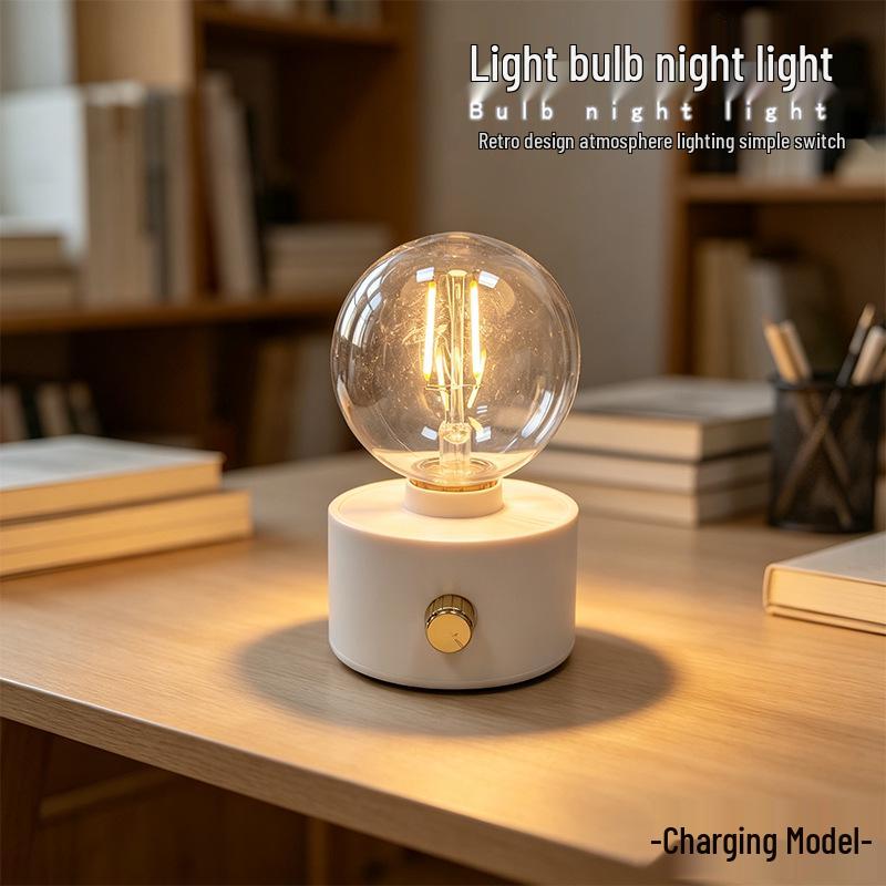 Retro LED Night Light: Rechargeable Bedside Atmosphere Lamp