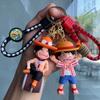 One Piece Anime Keychain Cute Couple Key Rings For Men Women Car Backpack Car Luffy Sabo Resin Action Key Chain Birthday Gifts