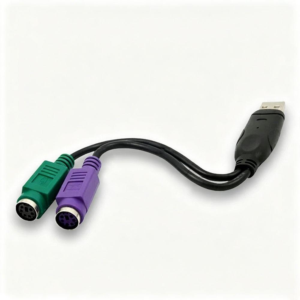 1PCS USB Male to Dual 6Pin PS2 Female Y‑Splitter Cable 10cm Plug & Play Converter Adapter for PS2 Keyboard Mouse Scanner Device