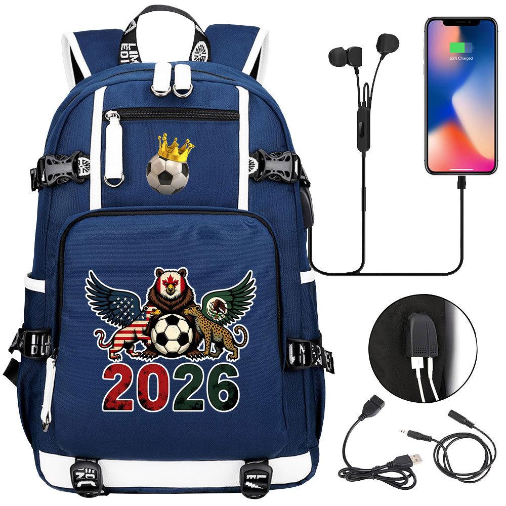 2026 Sports Soccer USB Large Capacity Backpack for Middle High School Students Travel Unisex