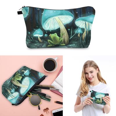 Stylová sada kosmetických taštiček s potiskem hub pro ženy Kosmetické pouzdra na zip Ideální na cesty i pro každodenní použití