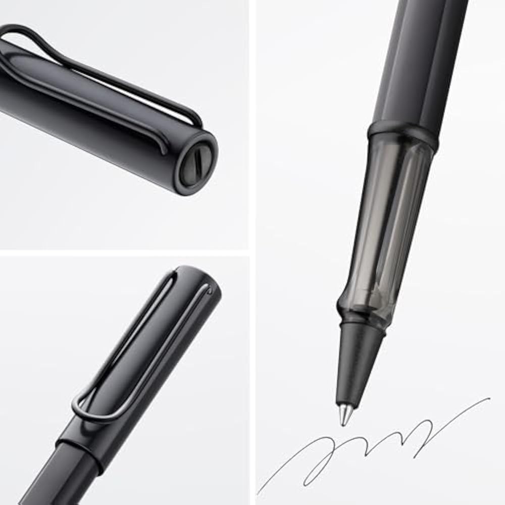 LAMY AL-Star Black Rollerball Pen - Clear Ergonomic Grip Pen Line Width M - Lightweight Aluminum ...
