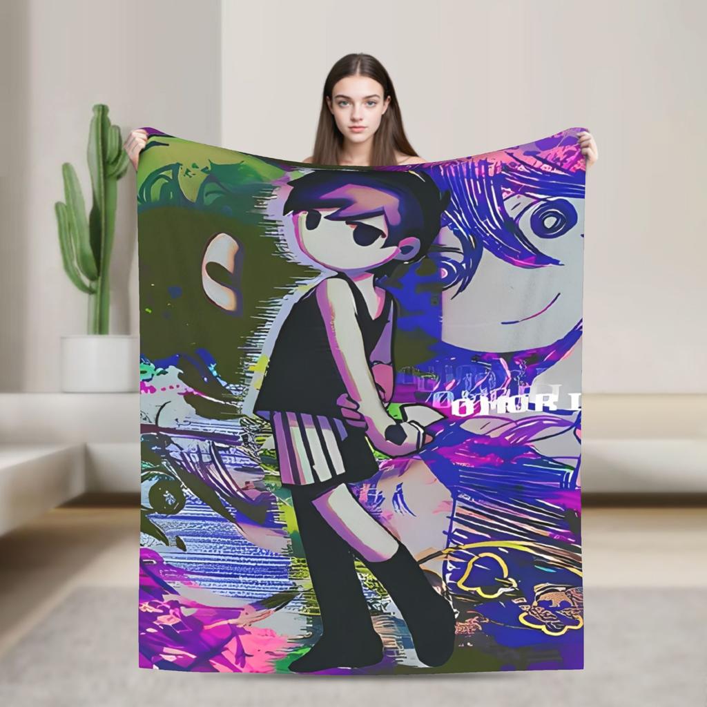 Anime Basil Omori Game Blanket  Warm Novelty Plush Throw Blanket For Home Decor Picnic Flannel Bedspread Bed Cover