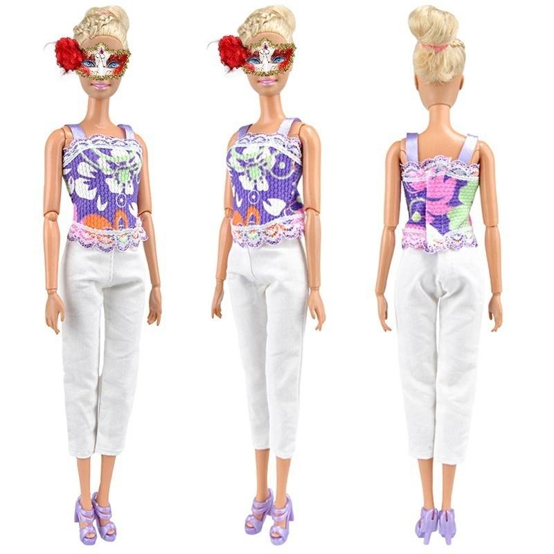 5 Sets Handmade Doll Clothes Tops Blouse Pants Trousers for  Dolls Random